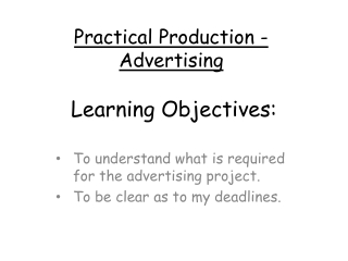 Learning Objectives: