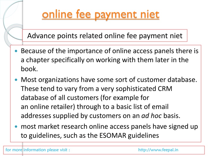 online fee payment niet
