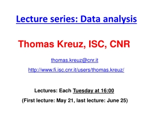 Lecture series: Data analysis