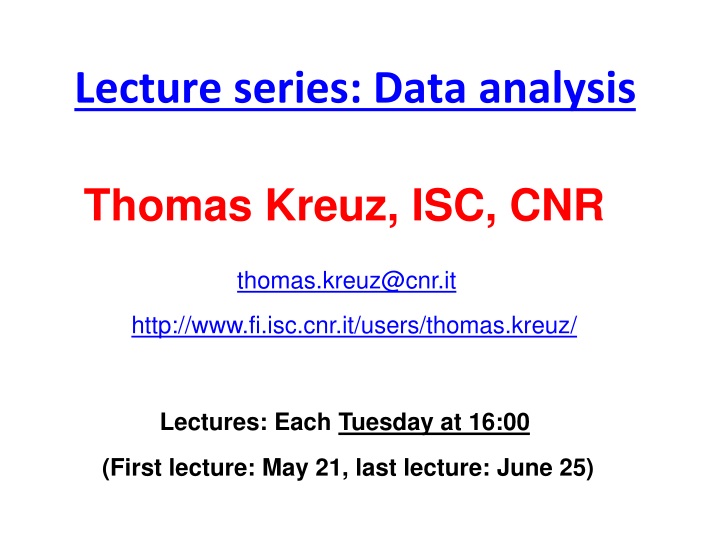 lecture series data analysis