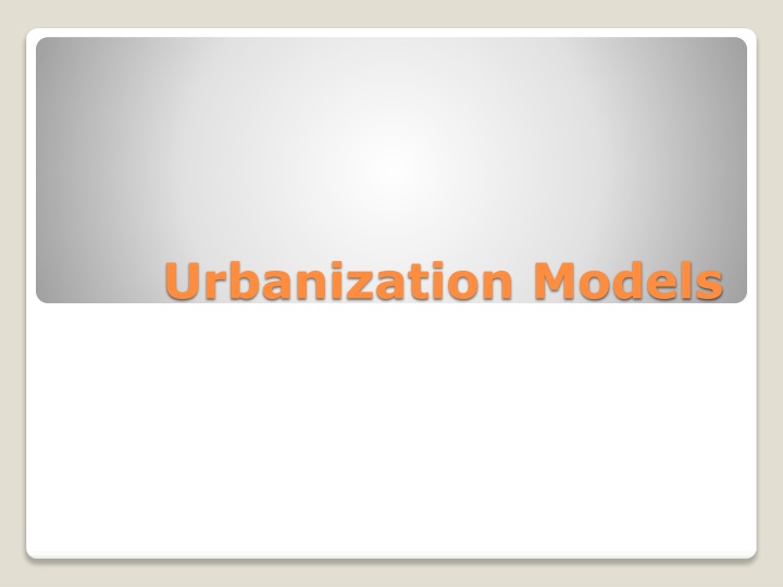 urbanization models