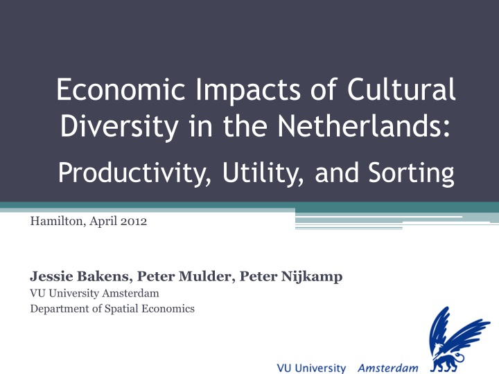 economic impacts of cultural diversity in the netherlands productivity utility and sorting