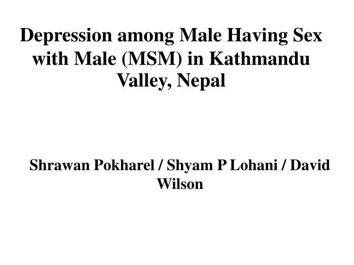 depression among male having sex with male msm in kathmandu valley nepal