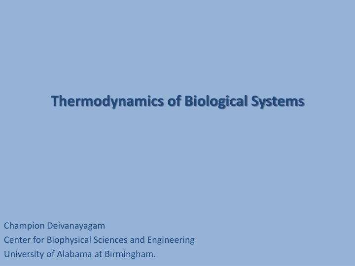 thermodynamics of biological systems