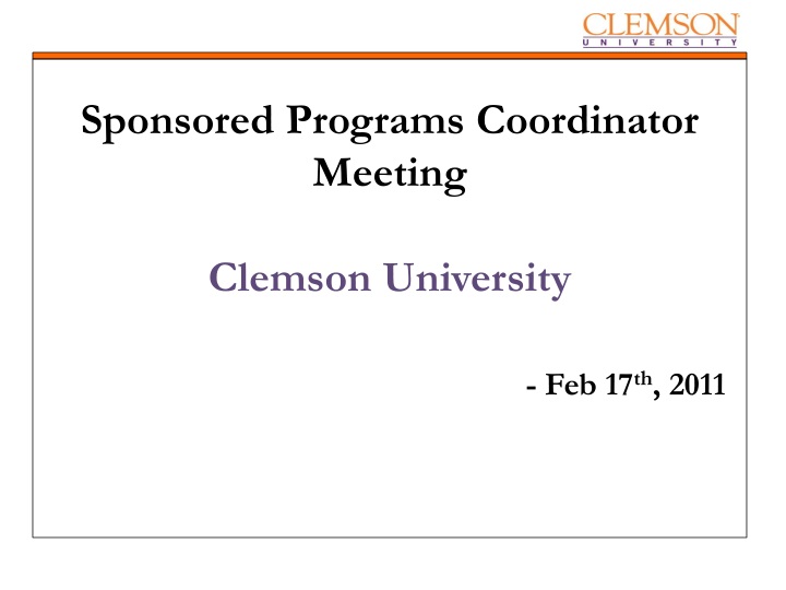 sponsored programs coordinator meeting clemson