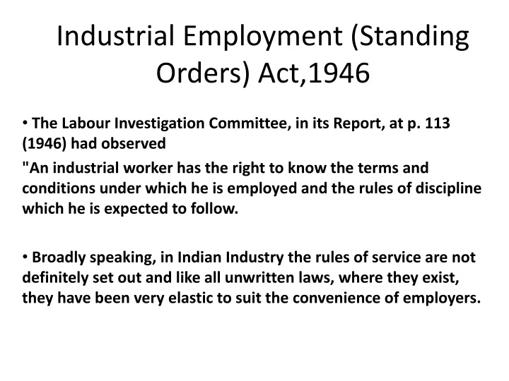 industrial employment standing orders act 1946