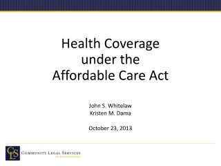 Health Coverage under the Affordable Care Act