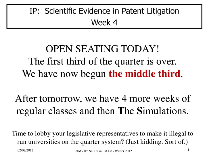 ip scientific evidence in patent litigation week 4