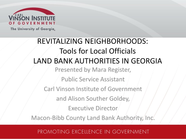 revitalizing neighborhoods tools for local officials land bank authorities in georgia