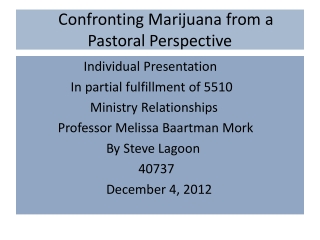 Confronting Marijuana from a Pastoral Perspective