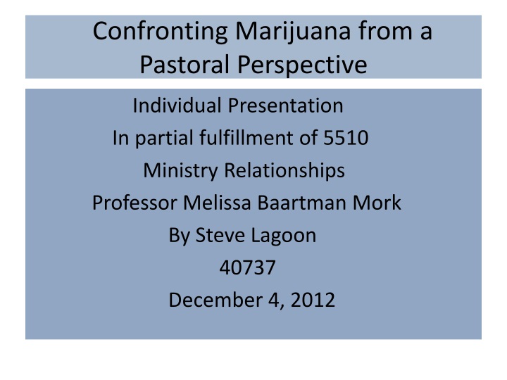 confronting marijuana from a pastoral perspective