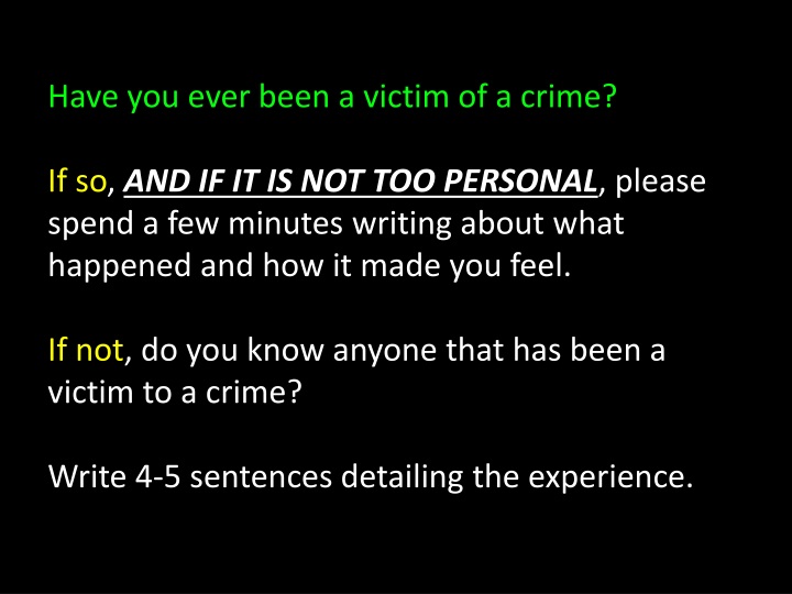have you ever been a victim of a crime