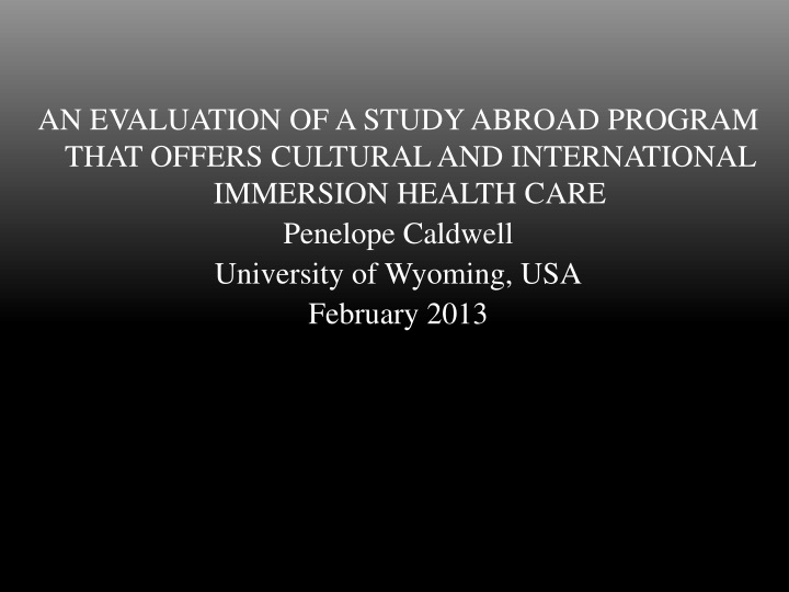 an evaluation of a study abroad program that