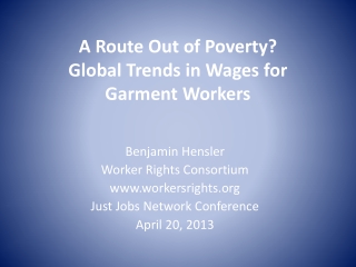A Route Out of Poverty? Global Trends in Wages for Garment Workers