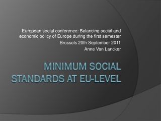 Minimum social standards at EU-level
