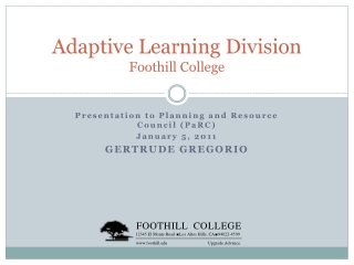 Adaptive Learning Division Foothill College