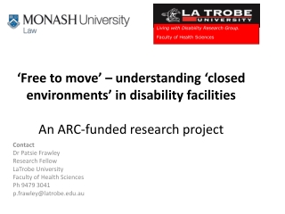 Contact Dr Patsie Frawley Research Fellow LaTrobe University Faculty of Health Sciences