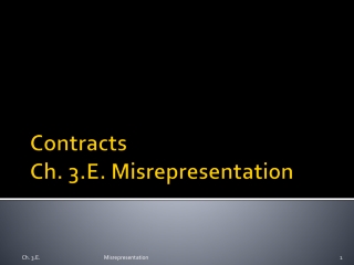 Contracts Ch. 3.E. Misrepresentation