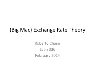 (Big Mac) Exchange Rate Theory