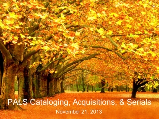 PALS Cataloging, Acquisitions, &amp; Serials