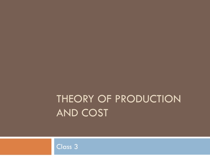 theory of production and cost