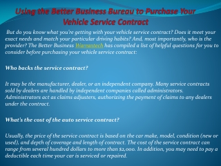 Using the Better Business Bureau to Purchase Your Vehicle Se