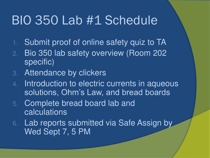 bio 350 lab 1 schedule