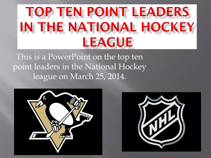 top ten point leaders in the national hockey league