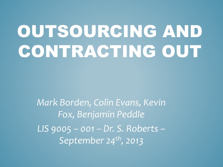 outsourcing and contracting out