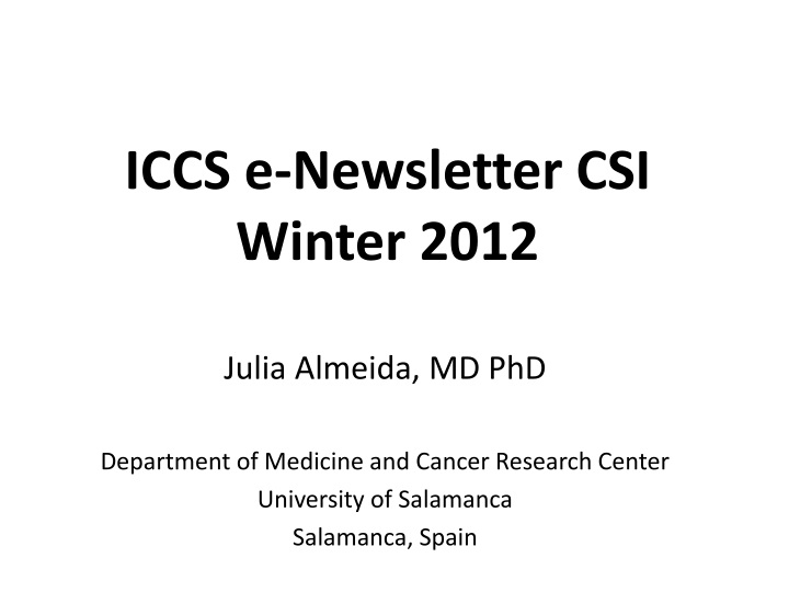 iccs e newsletter csi winter 2012