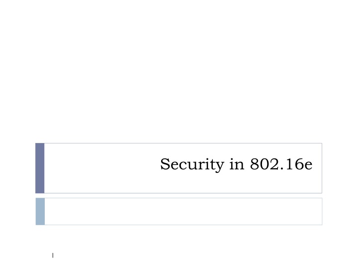 security in 802 16e
