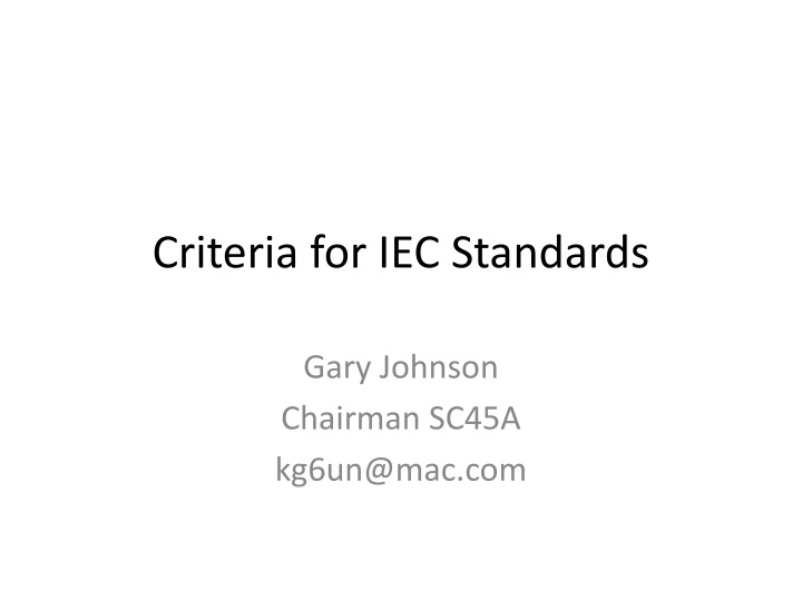 criteria for iec standards