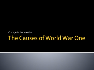 The Causes of World War One