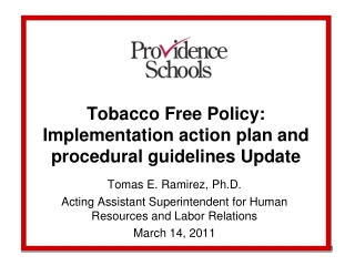 Tobacco Free Policy: Implementation action plan and procedural guidelines Update