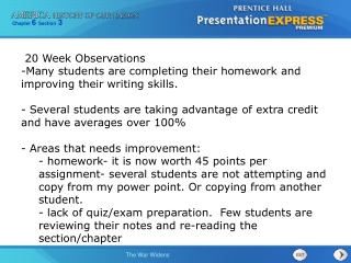 20 week observations many students are completing