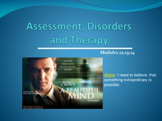 Assessment, Disorders and Therapy