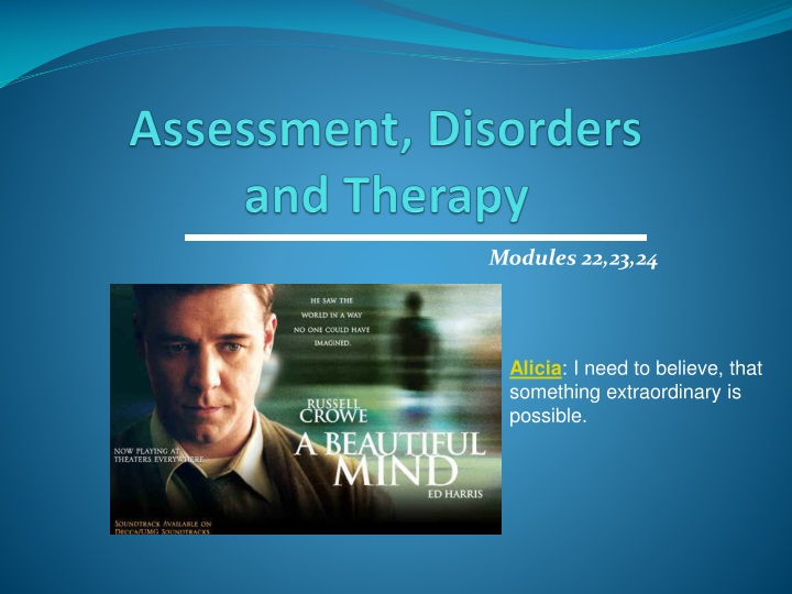 assessment disorders and therapy