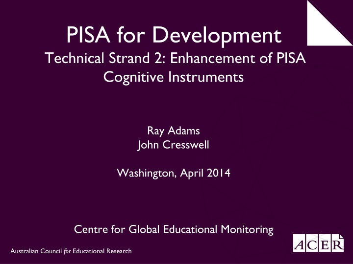 pisa for development technical strand