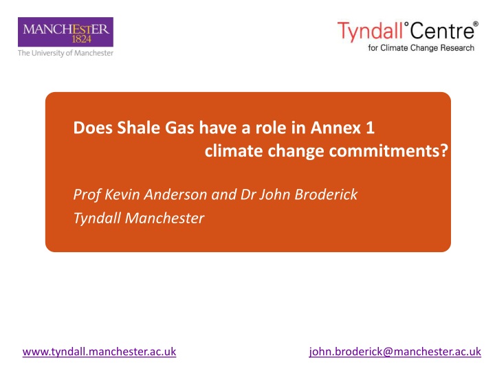 does shale gas have a role in annex 1 climate change commitments