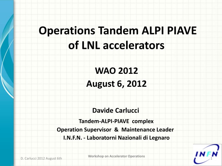 o perations tandem alpi piave of lnl accelerators