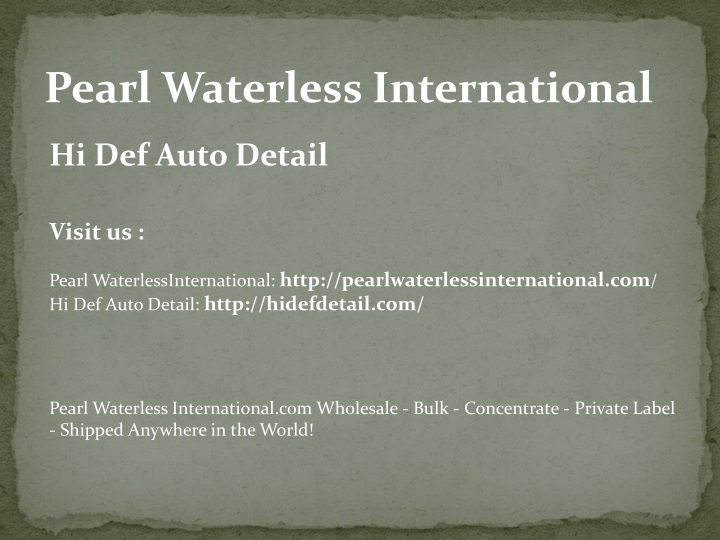 pearl waterless international