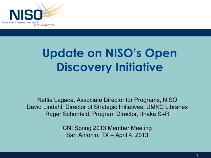 update on niso s open discovery initiative