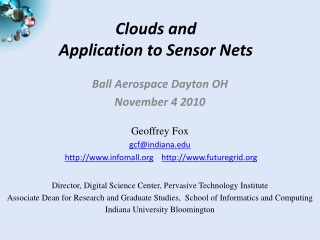 Clouds and Application to Sensor Nets