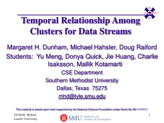 Temporal Relationship Among Clusters for Data Streams