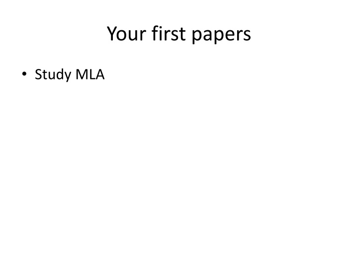 your first papers