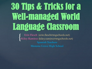 30 Tips &amp; Tricks for a Well-managed World Language Classroom