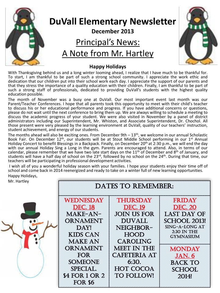 principal s news a note from mr hartley happy