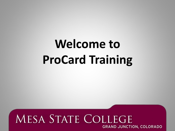 welcome to procard training