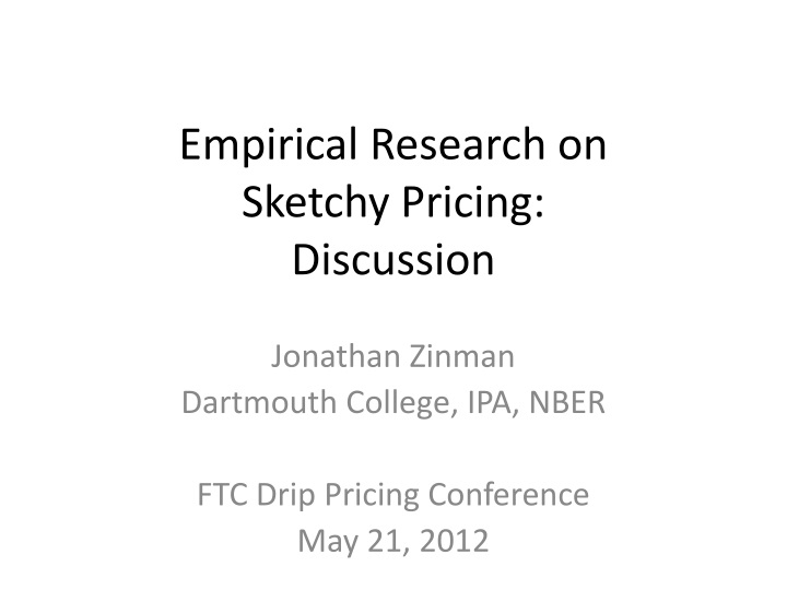 empirical research on sketchy pricing discussion