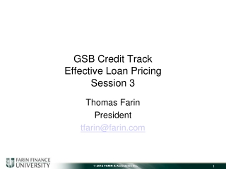 GSB Credit Track Effective Loan Pricing Session 3